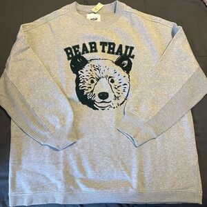 NWT Aerie Bear Trail Gray Crewneck Sweater